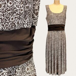 Perceptions New York chocolate brown sundress‎ sun dress maxi sleeveless floral